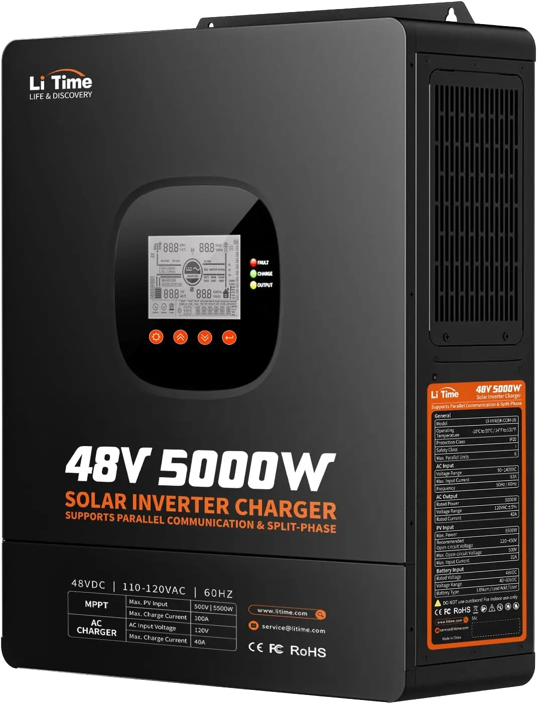 Parallel Solar Inverter 48V 5000W Mppt - محول شمسي هجين LiTime بقدرة 5000
