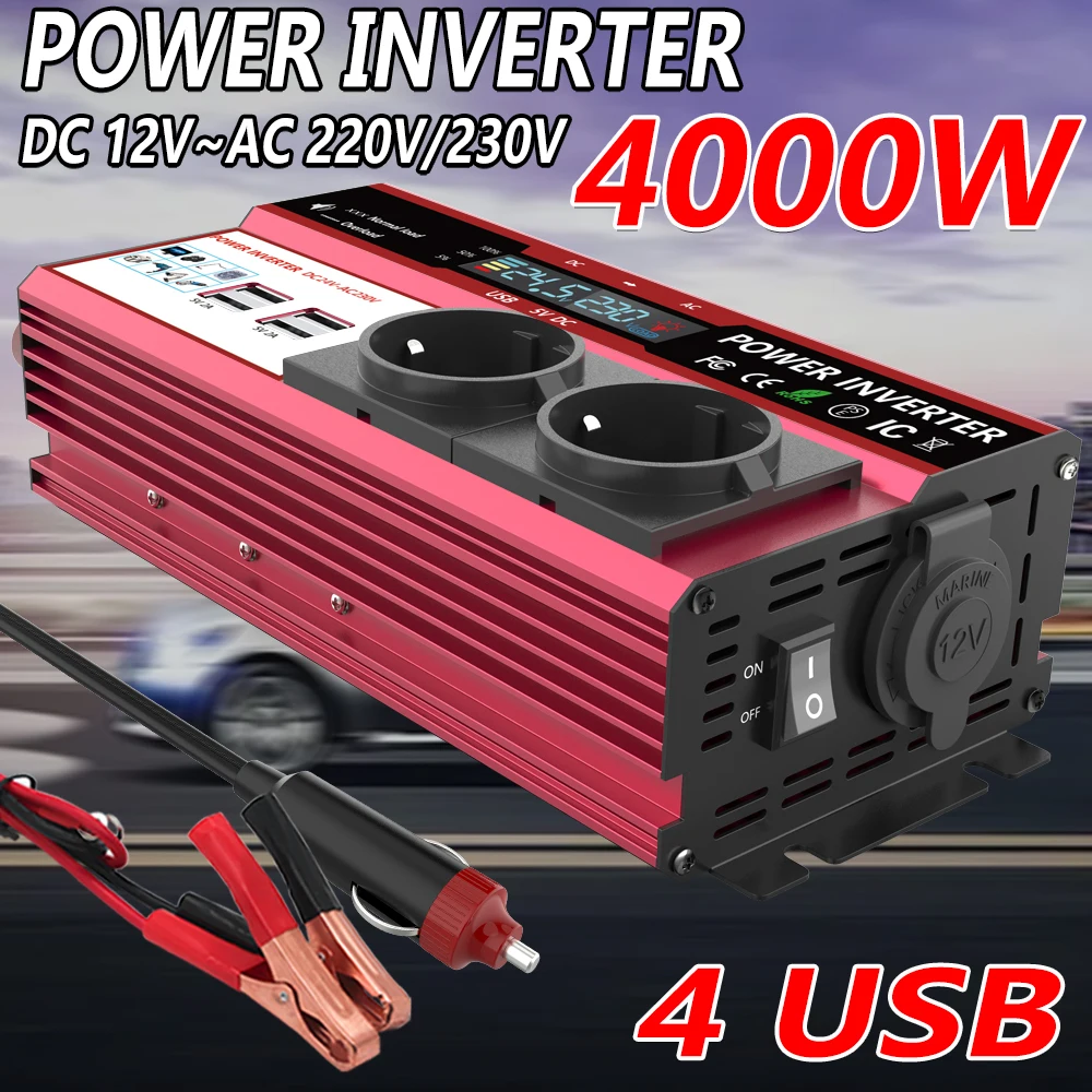 Power Inverter 12V 220V 4000W Continuous - محول طاقة من 12 فولت إلى