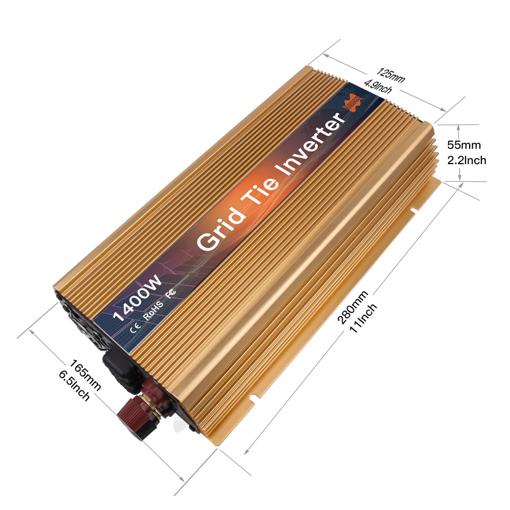 محول طاقة شمسية صغير متصل بالش - مراجعة Micro Inverter 1400W Solar Grid Tie وسعره