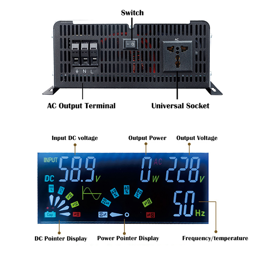 محول موجة جيبية نقي 12 فولت 22 - مراجعة Pure Sine Wave Inverter 5000W 48V 220V وسعره