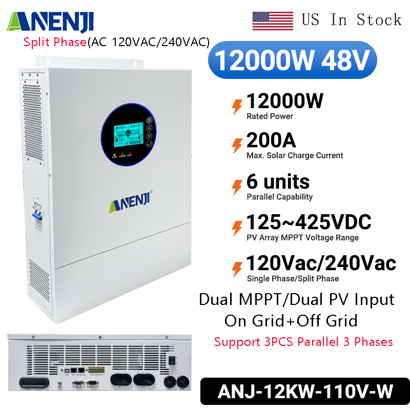 انفرتر شمسي هجين ANENJI أحادي  - مراجعة Off Grid Solar Inverter 48V 6000W وسعره