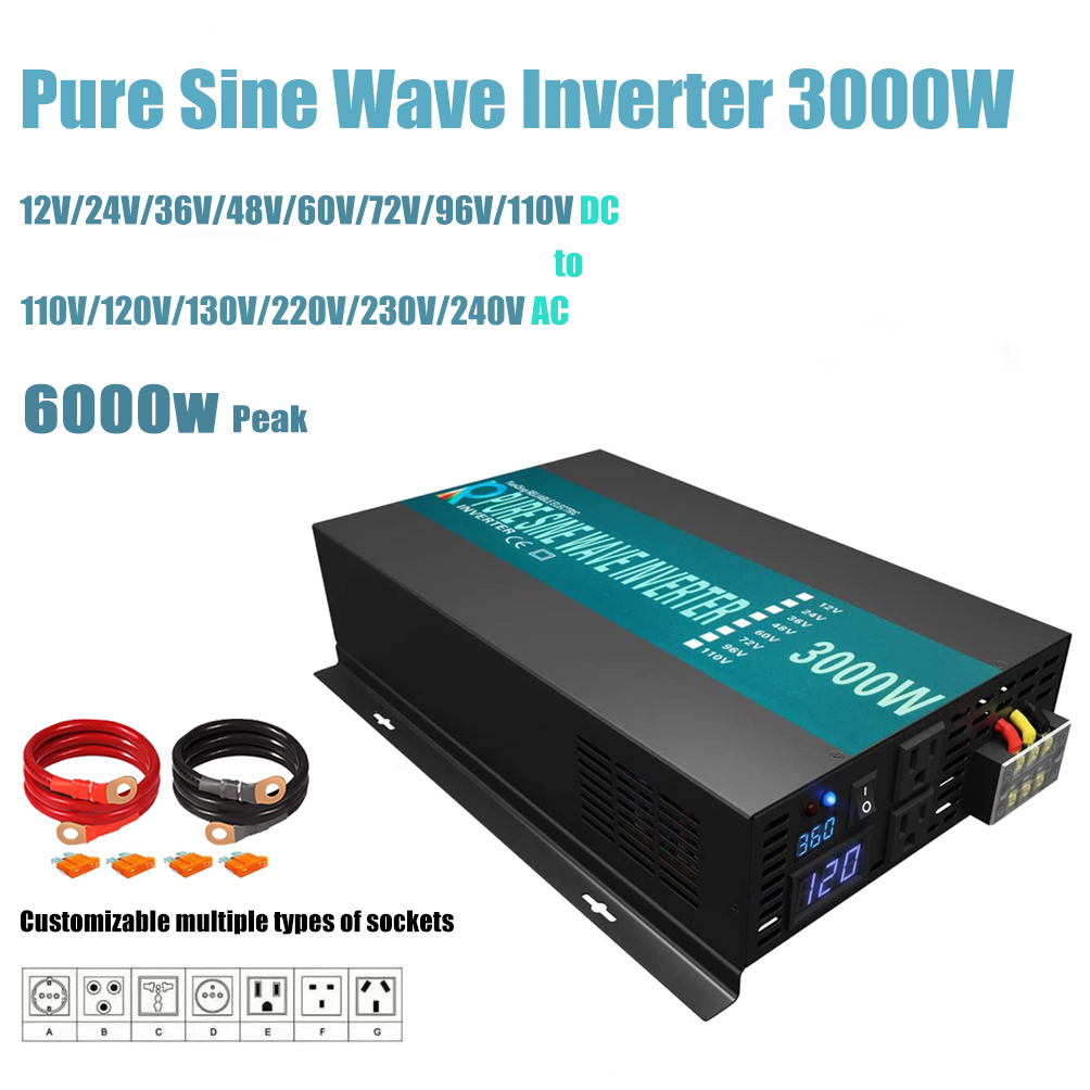محول موجة جيبية نقية ، 24 فولت - مراجعة Inverter Pure Sine Wave 60Hz 120V 3000W وسعره