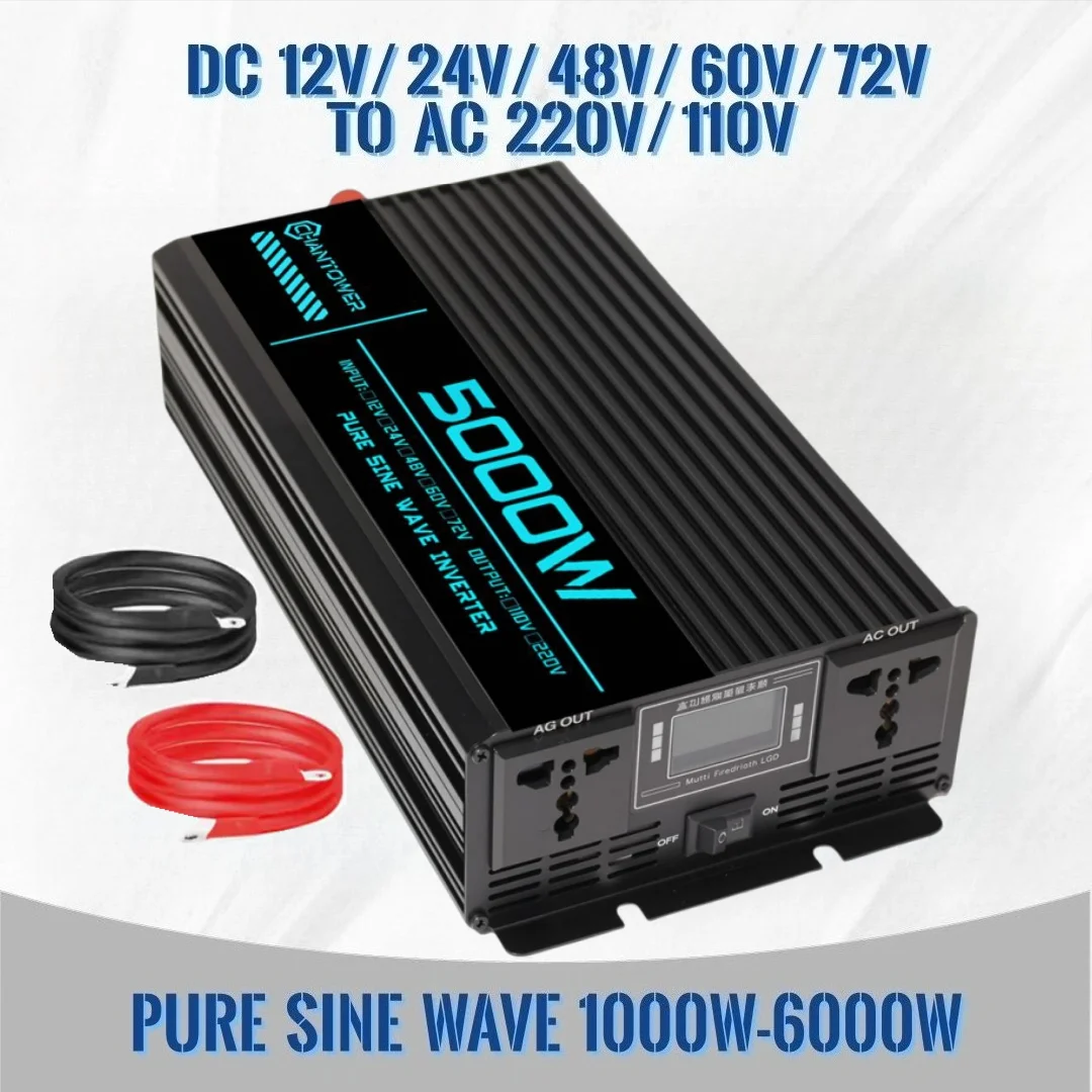 محول موجة جيبية نقية من تيار م - مراجعة Pure Sine Wave Inverter 5000W 48V 220V وسعره