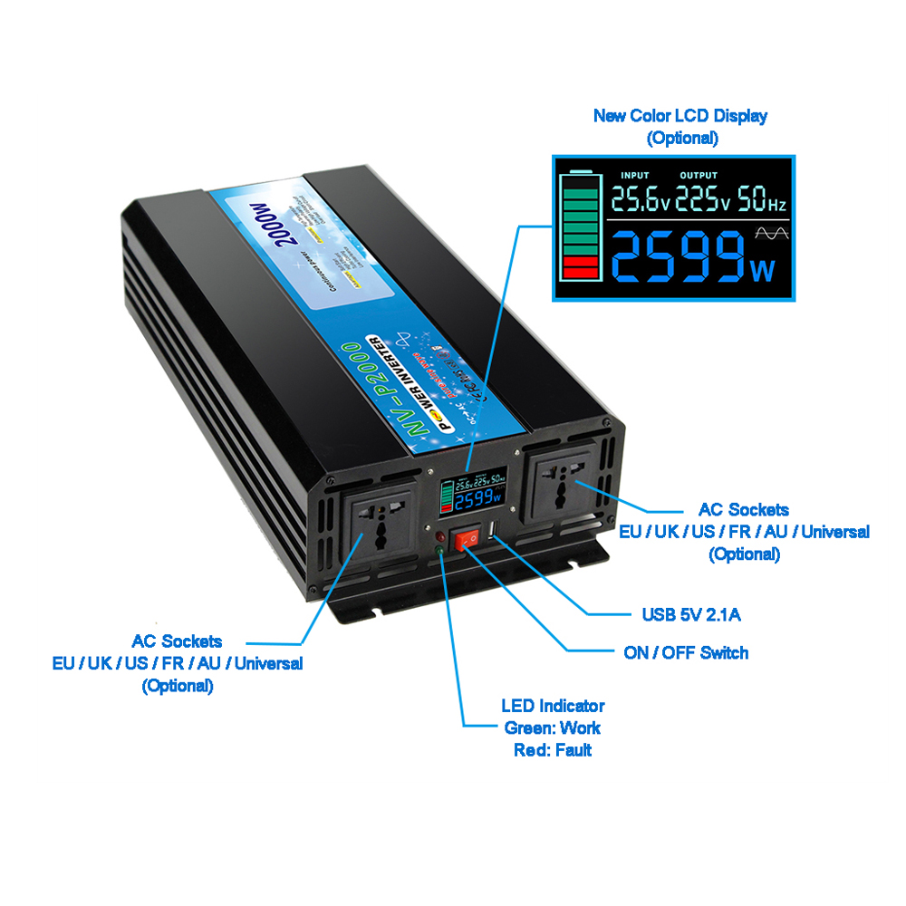 محول طاقة 5000 واط 5 كيلو واط  - مراجعة Pure Sine Wave Inverter 5000W 48V 220V وسعره